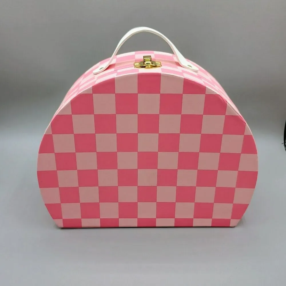 Small Novelty Suitcase Pink/White Checkered Target Bullseye Playground 2024